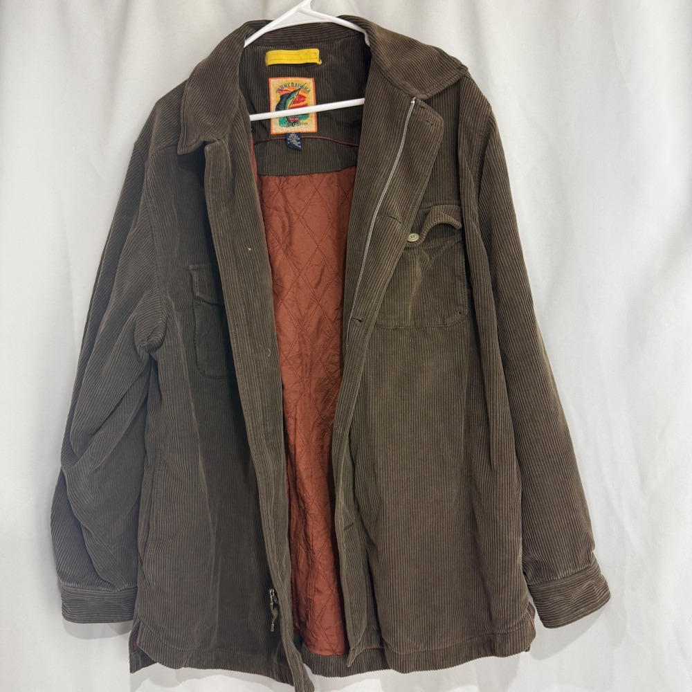 Tommy Bahama Brown Corduroy Jacket Quilted Lined‎ Full Zip Men's XL